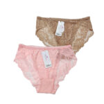 شورت دانتل وسط پشت نخی قهوه ای و صورتی