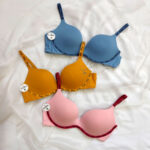 سوتین اسفنجی بدون فنر pink رنگهای آبی زرد صورتی